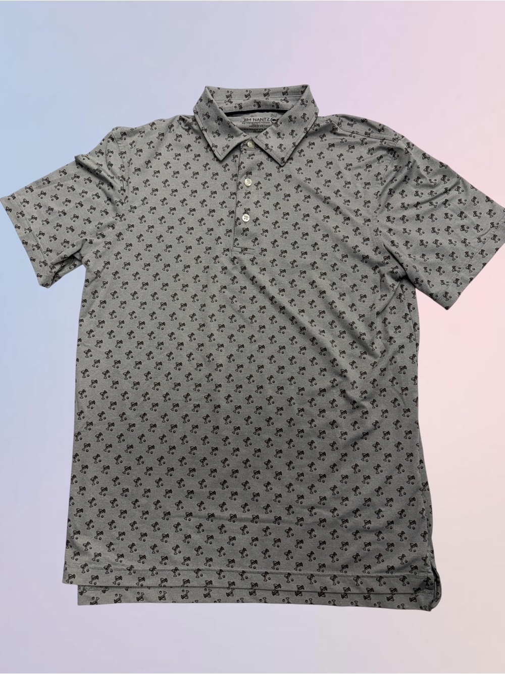 VINEYARD VINES / JIM NANTZ Men’s Small Gray Martini Polo Golf Shirt